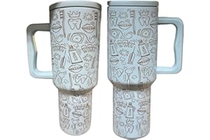 Silva lining designing Dental hyginiest tumbler 40oz tumbler Tooth tumbler Dental water bottle Gift for dentist Gift for dental hyginiest Office gift (Light blue(G3)- Dental(K))