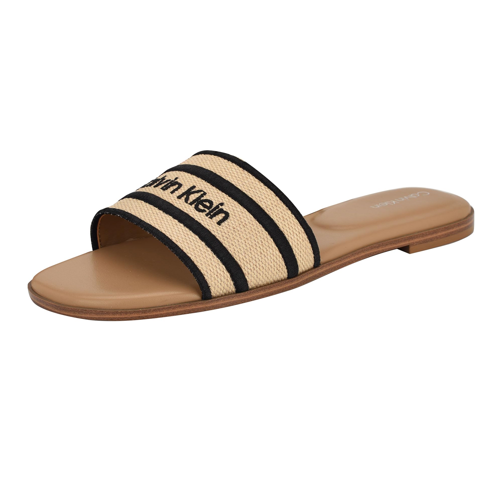 Calvin Klein Women’s Kendell Sandal, Light Natural/Black 114, 5