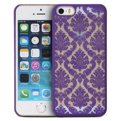 iPhone SE Case, GreatShield TACT Series Design Pattern Rubber Coating Slim Fit Hard Case Cover for Apple iPhone SE / 5S / 5 (Flora - Purple)