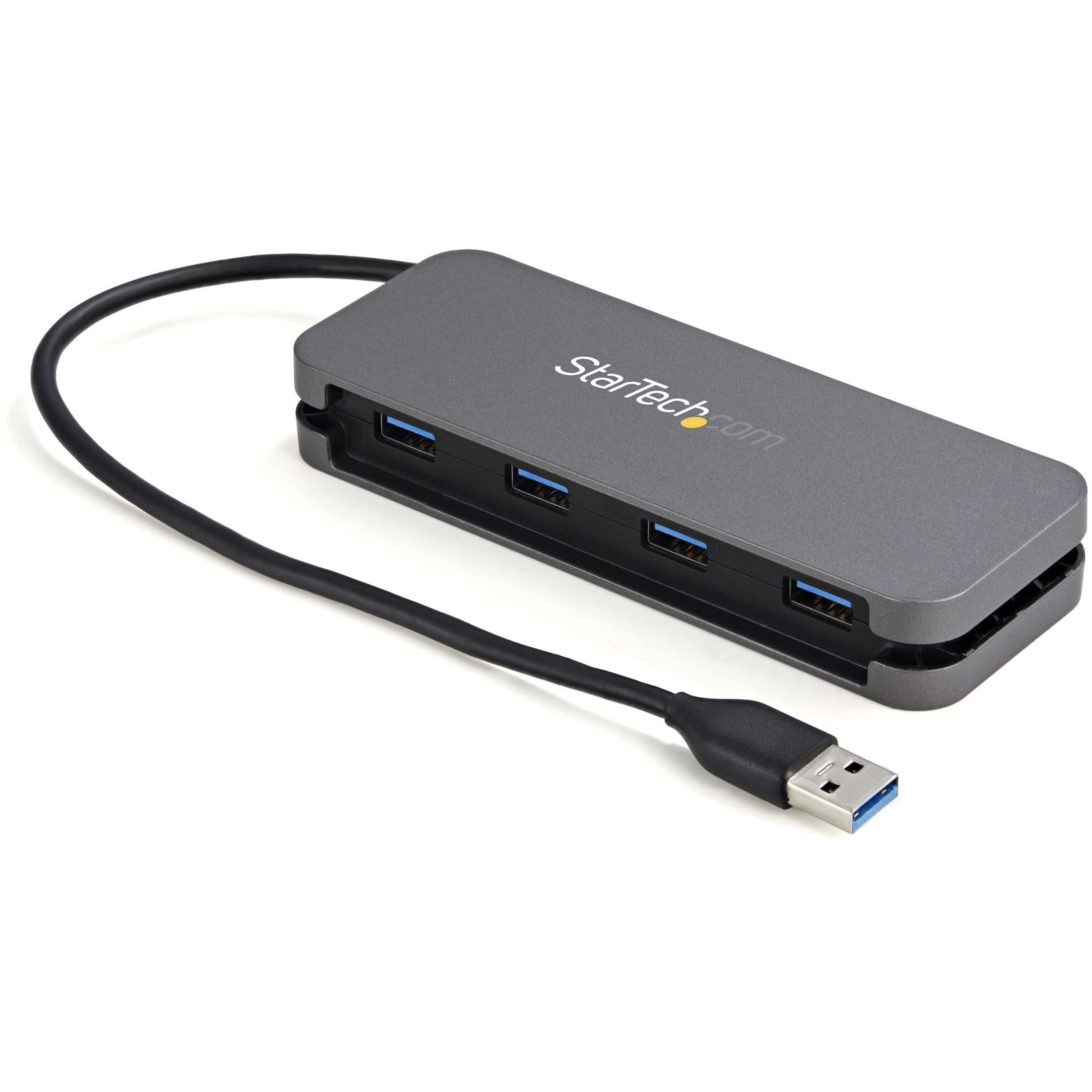 StarTech.com 4 Port USB 3.0 Hub 5Gbps 4A - 11in Cable, Black, Space Gray, HB30AM4AB