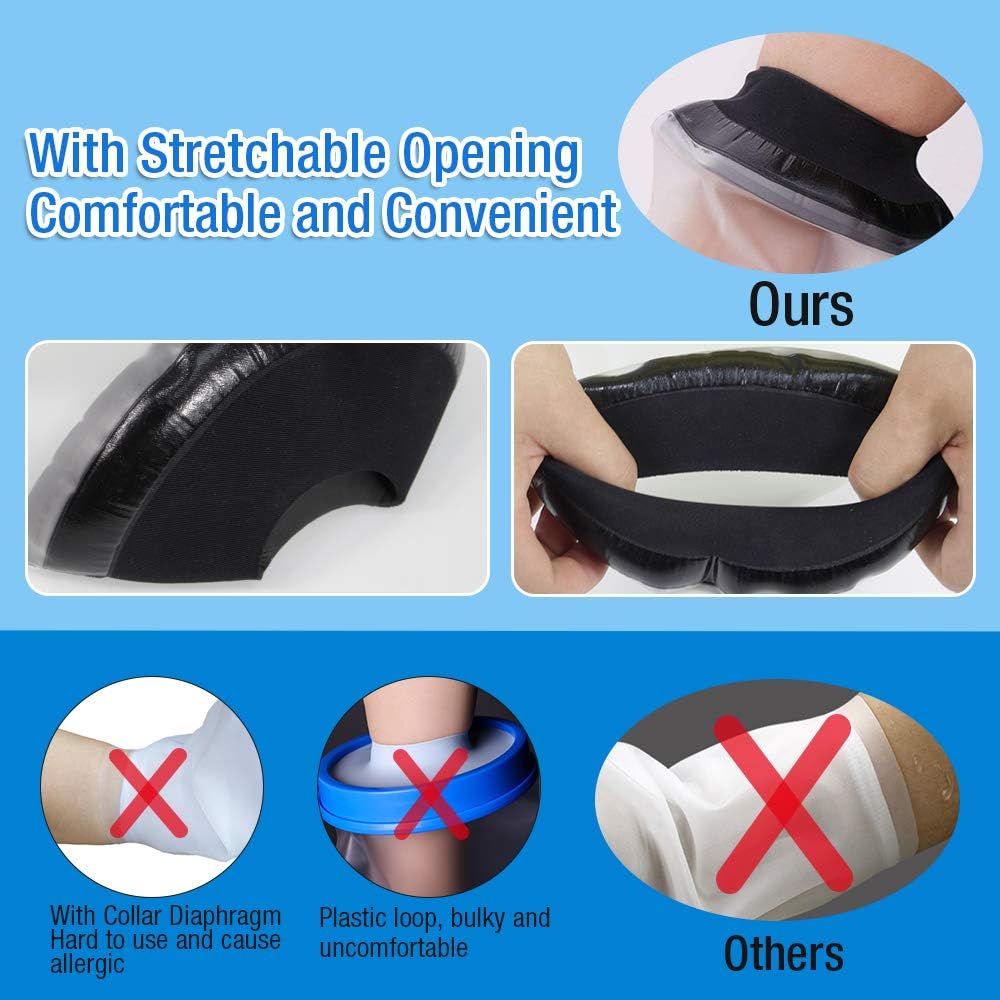【2020 Newest】Waterproof Knee Cast Cover for Shower, Knee Wound Protector for Shower Bath, Reusable Bandage Protector Dressing Cover with Watertight Seal for Knee, Elbow and Leg: Health & Personal Care
