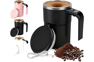 Automatic Self Stirring Coffee Mug, Electric Mixing Cup with Magnetic Stirrer, Rechargeable Mixer Cup with Temperature Displa