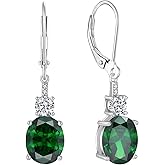 Inpasne Oval Dangle Drop Earrings for Women 925 Sterling Silver Leverback Earrings Birthstone Jewelry Gifts for Her