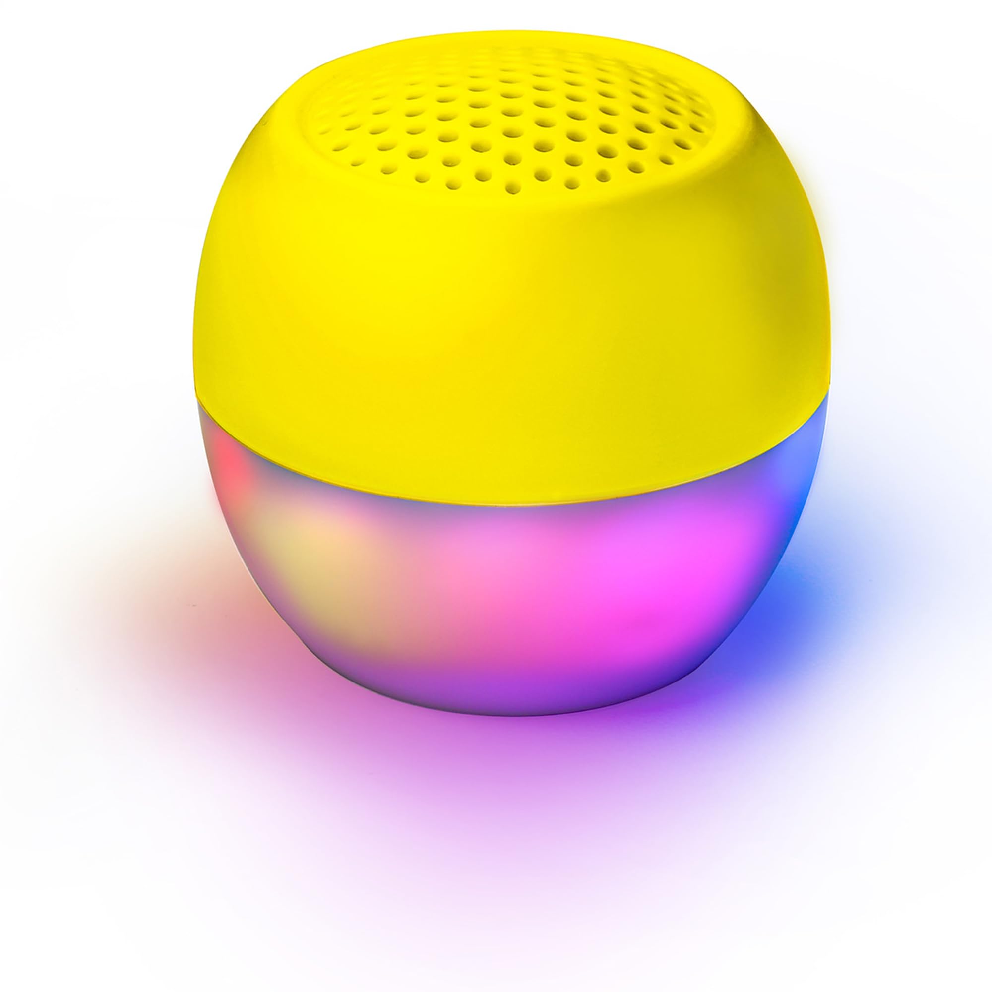 Boompods Soundflare Mini Bluetooth Speaker with Syncing Light Show - Portable IPX6 Waterproof Shower Speaker, 5 Hr Playtime, Made from Ocean-Bound Plastic, Wireless Music & Selfie Control, Yellow