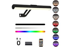 OVICISK Led Picture Light, Picture Light for Paintings, Rechargeable Dartboard Light with Remote, 300LM, 12 Inch, 16 Color Changing with 2 Magnetic Light Base for Art Work, Frame-Black