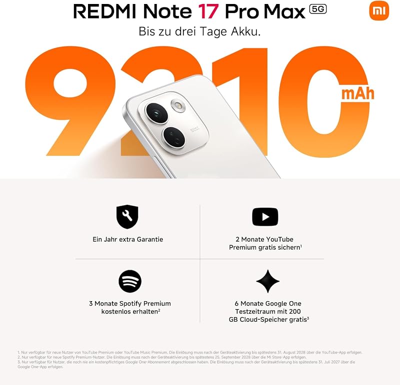 REDMI Note 17 Pro Max 5G, Smartphone 8+512 GB, Black, 9210 mAh Akku