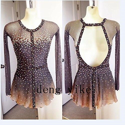 Figure Skating Dress Grey Girls Competition Ice Skating Dress Custom Silk (Custom)