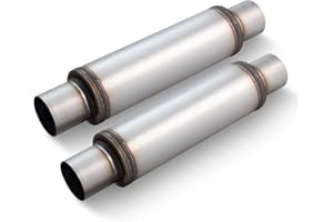 LCGP 3" Mufflers, 3'' Inlet & Outlet Universal Resonator, 20'' Overall Length Stainless Steel Exhaust Muffler Straight Through Design Exhaust Tip(3" Intet 3" Outlet, 2 Pack)