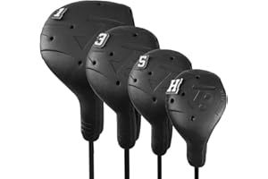 FRANKTECH Golf Head Covers, EVA Plastic Golf Club Covers for Driver Fairway Woods Hybrid, Driver Headcover with Pins, Fit All Right-Handed Golf Clubs, Easy On Off, Washable