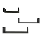 EWEI'S HomeWares 3 Floating U Shelves, Espresso Finish