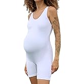 BRLIDO Women's Maternity Bodysuit Pregnancy Shapewear Romper Jumpsuit Sleeveless Tank Top Shorts