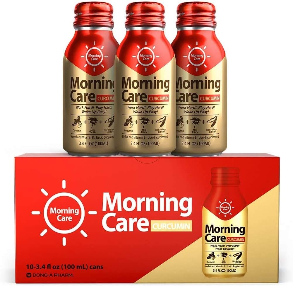 Morning Care Hangover Recovery Drink with Curcumin, Milk Thistle & Soy Bean Extract - Use Before or After Drinking to Prevent Hangovers - 3.4 FL OZ Shots (Pack of 3)