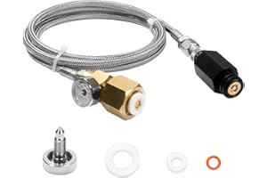 GYPNS Soda Stream Machine Adapter Stainless Hose kit with Gauge for the Connection of Soda Water Maker CO2 Cylinder Series & Large CO2 Storage Tanks Compatible With Terra/Art Soda Maker System (60 inch)