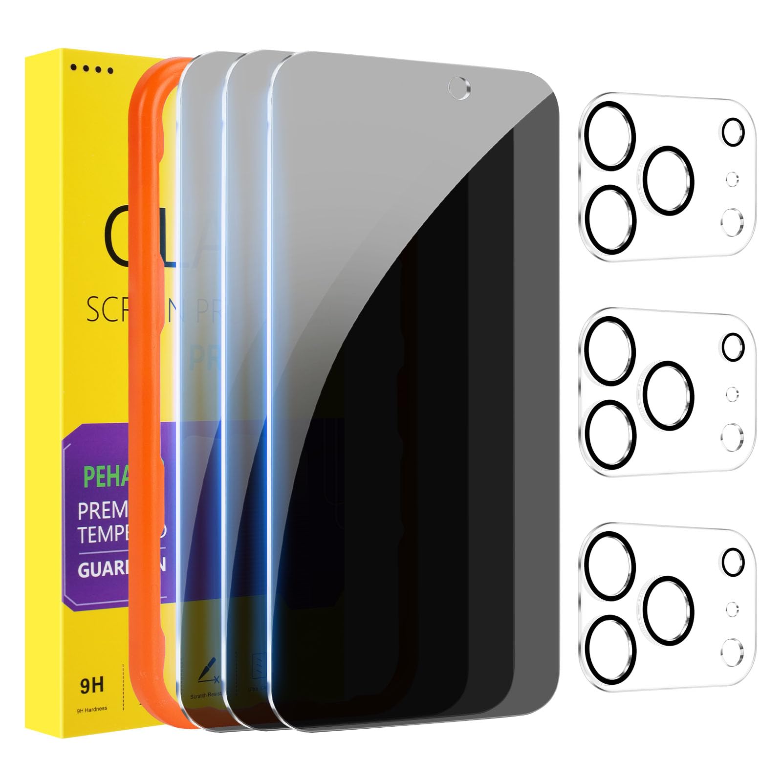 Photo 1 of *UNTESTED*
PEHAEL 3+3Pack for iPhone 17 Pro Privacy Screen Protector with Camera Lens Protector Full Coverage Anti-Spy Tempered Glass Film 9H Hardness Easy Installation Bubble Free [6.3 inch]