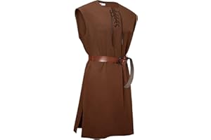 Runcati Mens Pirate Costume Tunic Renaissance Medieval Knight Warrior Sleeveless Lace Up Shirts Viking LARP Halloween Tabard