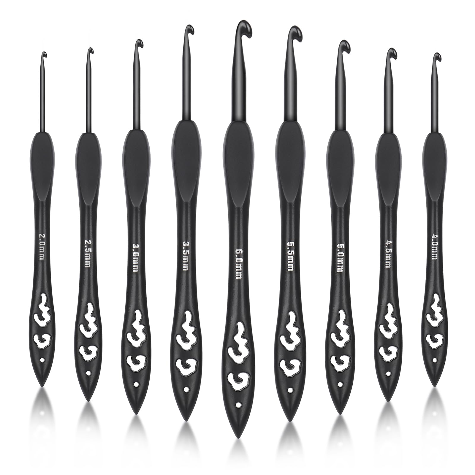 Reessy Crochet Hooks Set, 2.0mm-6.0mm Crochet Hooks for Arthritic Hands, 9 Sizes Crochet Hook with Comfortable Grips, Lightweight Crochet Hook Sets for Beginners and Experienced Crochet Lovers