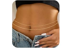 Coshilta Gold Waist Chain for Women, 14K Gold/Silver Plated Layered Waist Beads Chain Adjustable Pearl Satellite Beads Belly Summer Non Tarnish Body Chain Jewelry Gifts for Women