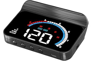 AZIJYV Car HUD Head Up Display, Equipped with Speed, Water Temperature, Overspeed Alarm, and Automatic Photosensitive OBD2+GPS Speedometer, Suitable for All Cars.