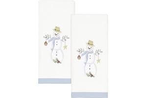 Avanti Linens - Fingertip Towels, Soft Cotton Velour, Embroidered, Festive Home Decor, Set of 2 (Coastal Snowman Collection)