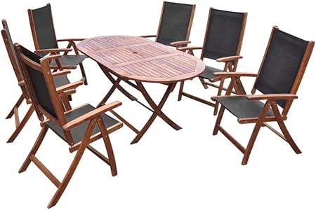 Fesjoy Juego de Comedor Patio de 7 Piezas 6 plazas Juego de Mesa de