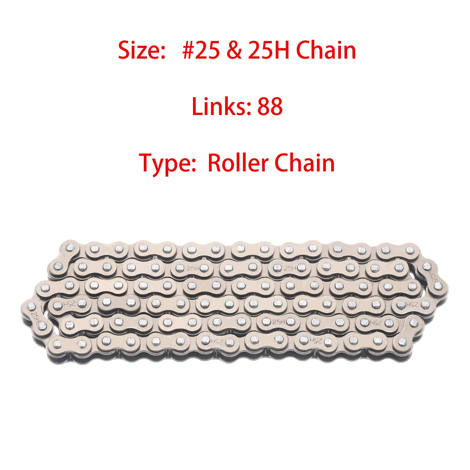 KAMIER #25 Roller Chain 88 Links with 5pcs Master Links Heavy Duty for Razor E200 E200S RX200 EcoSmart Metro SUP Cargo Kids Electric Scooter 25H Drive Chain Parts