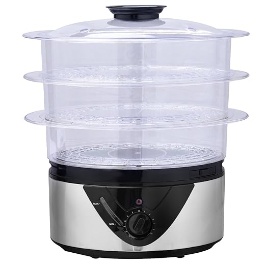3 Tier Electric Food Steamer 8 Quart Stainless Steel