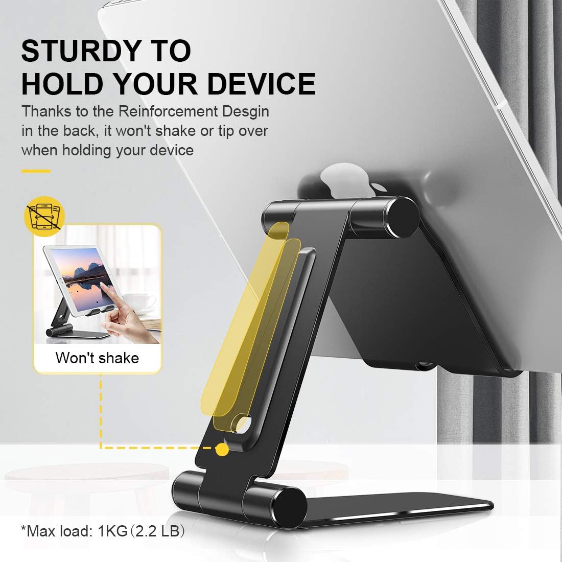 Humixx Tablet Stand, Dual Adjustable Phone Stand [Sturdy No-Slip/Shaking] Foldable Holder Dock Compatible with iPad Pro 12.9 Mini Air Samsung Galaxy Kindle Fire Nintendo Switch Pad 4-13 Inch Tablets: Home Audio & Theater