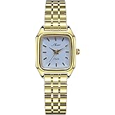 PASOY Watch for Women Dress Wirst Watch Stainless Steel Strap, Classic Vintage Simple Small Square Quartz Wristwatch