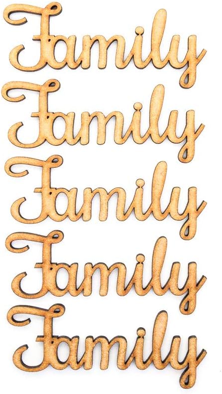 Wooden MDF Family Word Script for Family Tree Crafts (4cm x 10cm ...
