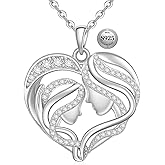 Fenthring Mothers Day Gifts for Mom Mother Son Necklace from Son Daughter Heart Necklaces Sterling Silver for Mom Wife