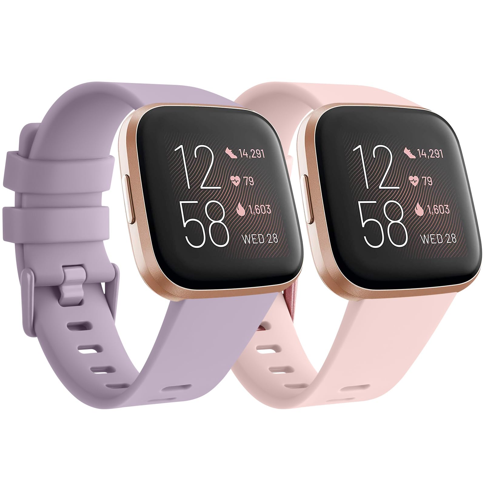for Fitbit Versa Straps/Fitbit Versa 2 Straps/Fitbit Versa Lite Strap,Silicone Sport Replacement Straps Compatible with Fitbit Versa Lite/Fitbit Versa 2/Fitbit Versa for Women Men (Pack D, Large)