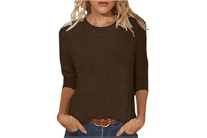 FARTEY 3/4 Length Sleeve Shirts for Women 2024 Casual Summer Blouses Crewneck Floral Printed Cute Tops Loose Fit Pullover