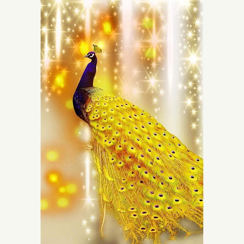 5D Diamond Painting Full Kits,Golden Peacock Diamond Art Kits Adults