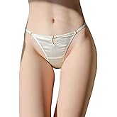 FEELITS Luxury 100% Mulberry Silk Thongs for Women - 22 Momme Silk Satin G-String Panties, Sexy Cheeky T-back