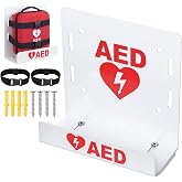 Silipull AED Wall Mount Bracket, Adjustable Depth, School Gym | Clear AED Rack Cabinet Storage Box Holder, Emergency Display Stand, with Buckle Straps for Offices, Public Areas