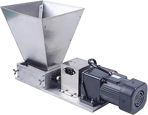 Electric Mill Grinder High Efficiency Barley Grinding Machine with Hopper 2-Roller Mill Home/Commercial Grain Grinder Food Grade Stainless Steel Cereal Beans Mill fo Rice Corn Kitchen 110V 75RPM