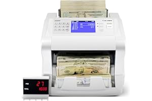 Silver by AccuBanker Money Counter Machine, USD EUR CAD GBP MXN Quick Mixed Denomination Bill Counter, 5-Point Counterfeit Detection UV/MG/IR/DD/MT/DBL/HLF/CHN, S6500