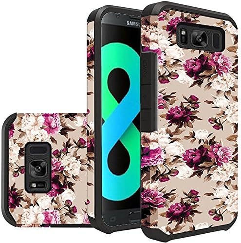 S8+ PLUS Case, Galaxy S8+ PLUS Case, G955, Rubberized Design Slim Dual layer Hybrid Bumper Case [ DROP PROTECTION/SHOCK ABSORBTION] For Samsung Galaxy S8+ PLUS (Romantic Pink White Roses Floral)