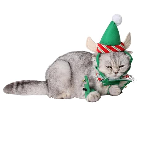 Disfraces de Navidad de Gato, Legendog 3 Piezas de Navidad Traje de Gatito Sombrero Cuello