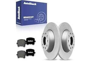AutoShack Rear Solid Coated Brake Rotors + Premium Ceramic Pads 6-PC Brake Kit Replacement for 2012-2017 Volkswagen Tiguan 20
