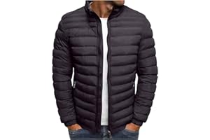 Jackets For Men Casual Long Sleeve Full Zip Up Warm Winter Coat Windproof Insulated Packable Down Puffer Jacket Fall Outfits