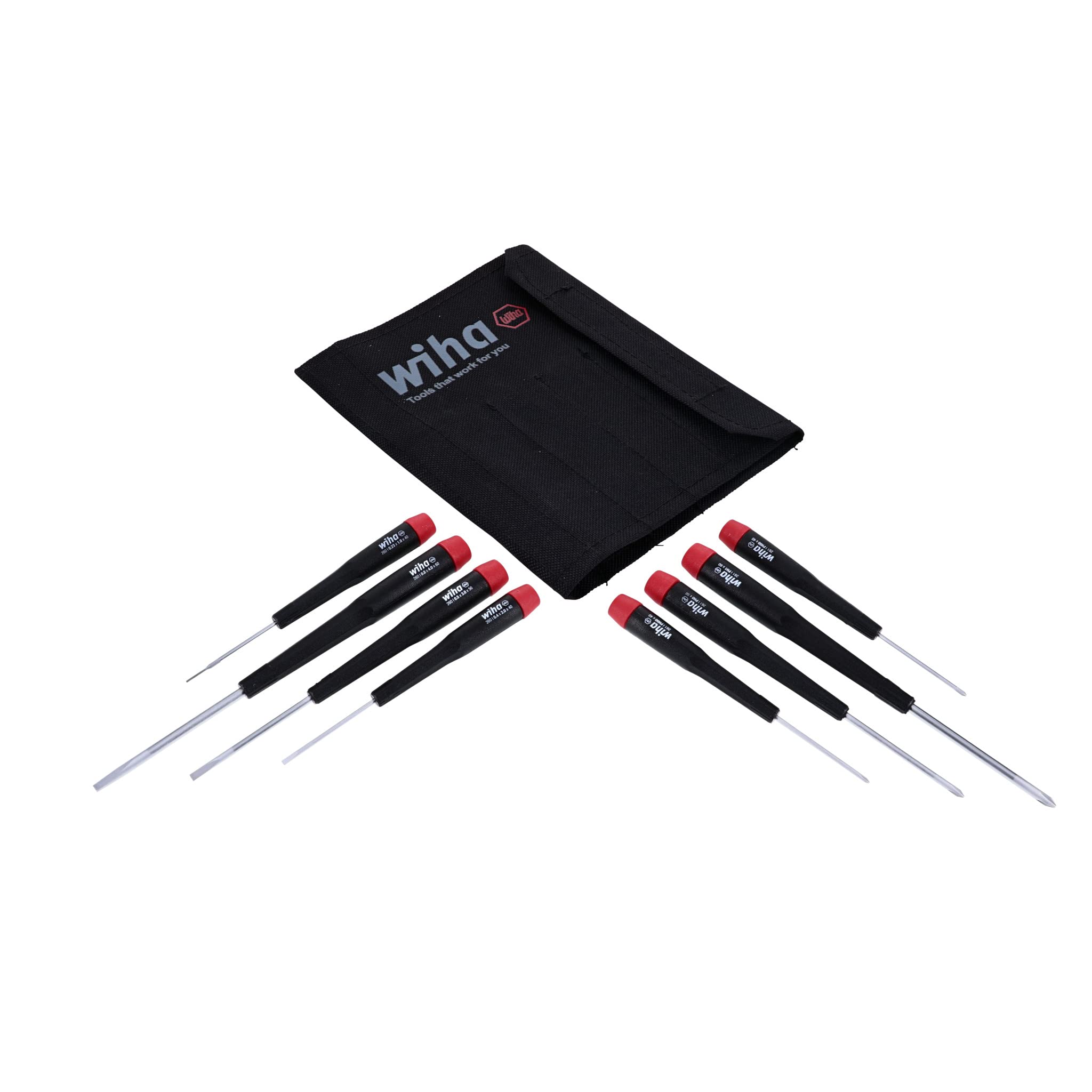 Photo 1 of Wiha 26199 Slotted and Phillips Screwdriver Set in Rugged Canvas Pouch, 8 Piece