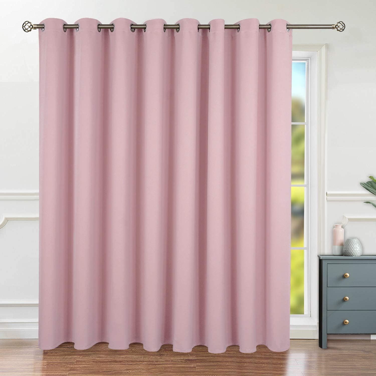 BGment Fashion Sliding Door Curtain 180 X 96 Inches, Wide Thermal Blackout Curtains Room Darkening Room Divider Window Curtain, 1 Panel, Pink, 96 Length X Wide 180 Image