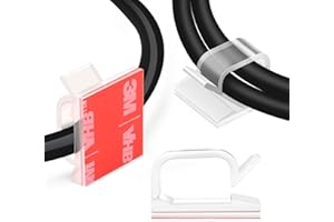 60 PCS XHF 5/8” Adhesive Cable Wire Clips Clear, Outdoor Christmas Light Clips, Cable Staples Cable Management Wire Organizer Cord Holder for Under Desk, Car, Wall, TV PC Ethernet Cable