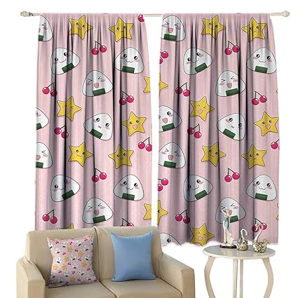 Amazon Com Fengruiyanjing Anime Window Curtain Drape Happy
