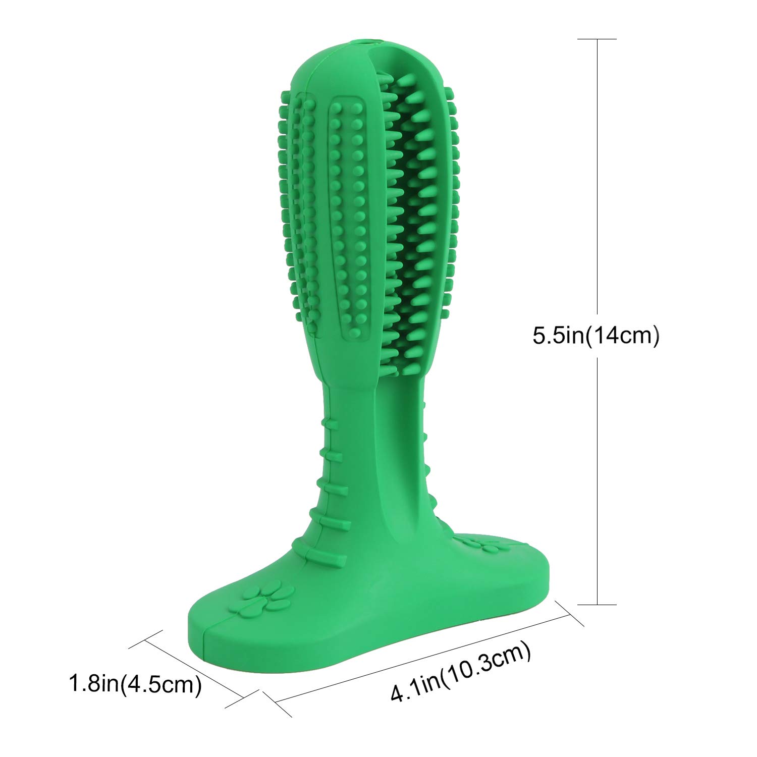 Ezio Dog Toothbrush Chew Toy - Nontoxic Natural Rubber Toothbrush Stick Teeth Cleaning Dental Care Brushing for Small and Medium Doggy (Green)