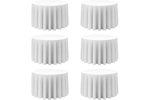 BRILLMAX 6 Pack White Round Tablecloths 108 Inch - Circle Bulk Linen Polyester Fabric Washable Table Clothes Cover for Wedding Reception Banquet Birthday Party Buffet Restaurant
