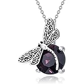 Lattd Dragonfly Necklace with Amethyst 925 Sterling Silver Dragonfly Pendant Jewelry for Women