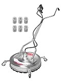 WOJET 22" Pressure Washer Surface Cleaner with 4 Wheels & Dual Handles & 3 Nozzles, 4500PSI 6GPM Stainless Steel Pressure Washer Attachment for Concrete Driveway Sidewalk Deck Patio, Commercial Grade