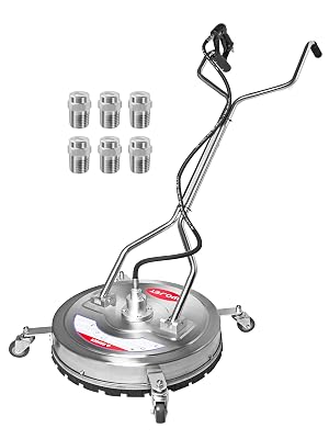 WOJET 22" Pressure Washer Surface Cleaner with 4 Wheels & Dual Handles & 3 Nozzles, 4500PSI 6GPM Stainless Steel Pressure Washer Attachment for Concrete Driveway Sidewalk Deck Patio, Commercial Grade